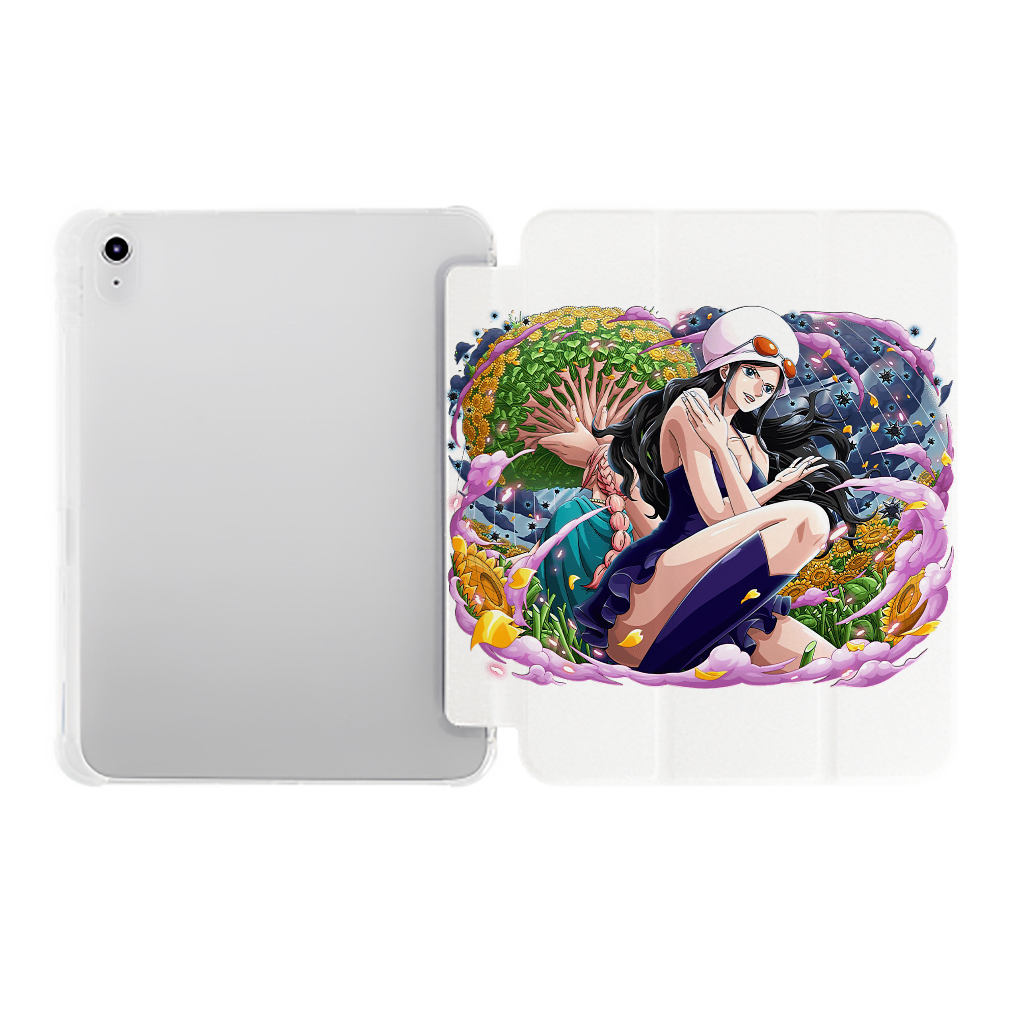 （画像用） ワンピース ニコ・ロビン ONE PIECE Nico Robin IPad ケース ペン収納付き 三つ折りスタンド PUレザー×シリコン 対応機種9.5/10.5/10.9インチ